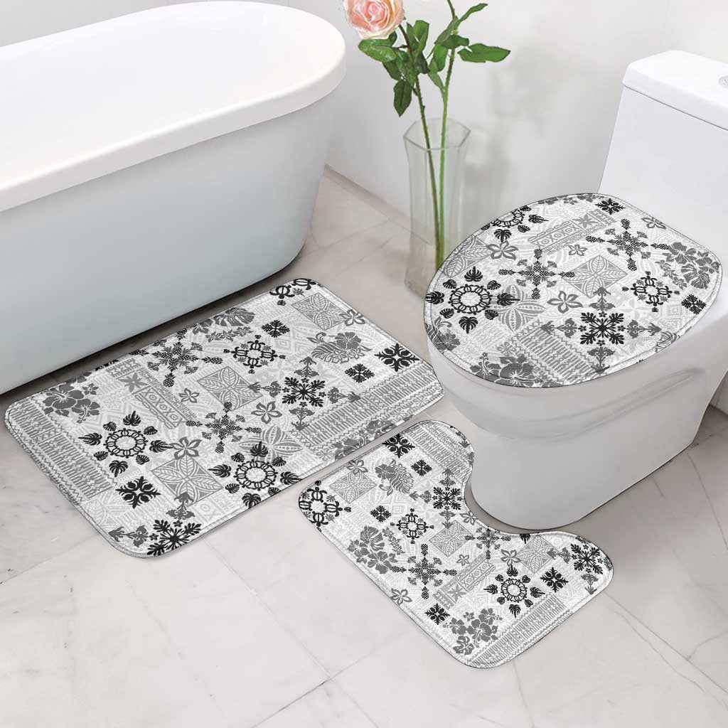Hawaii Tapa Tribal Bathroom Set With Hawaiian Quilt Pattern Black LT9 - Polynesian Pride