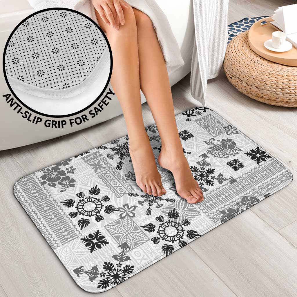 Hawaii Tapa Tribal Bathroom Set With Hawaiian Quilt Pattern Black LT9 - Polynesian Pride