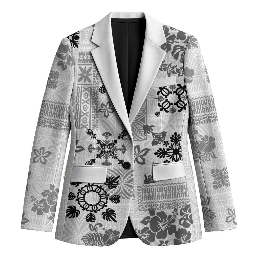 Hawaii Tapa Tribal Blazer With Hawaiian Quilt Pattern Black LT9 Unisex Black - Polynesian Pride