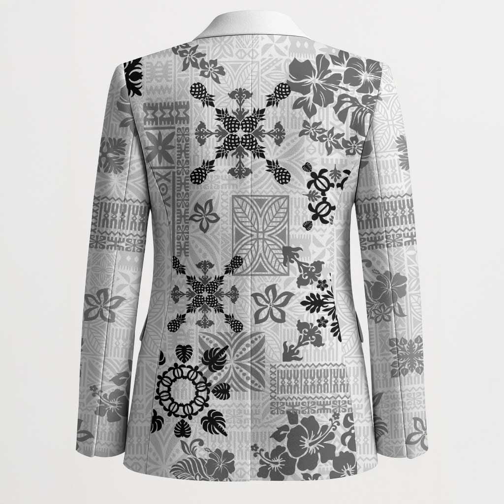 Hawaii Tapa Tribal Blazer With Hawaiian Quilt Pattern Black LT9 - Polynesian Pride
