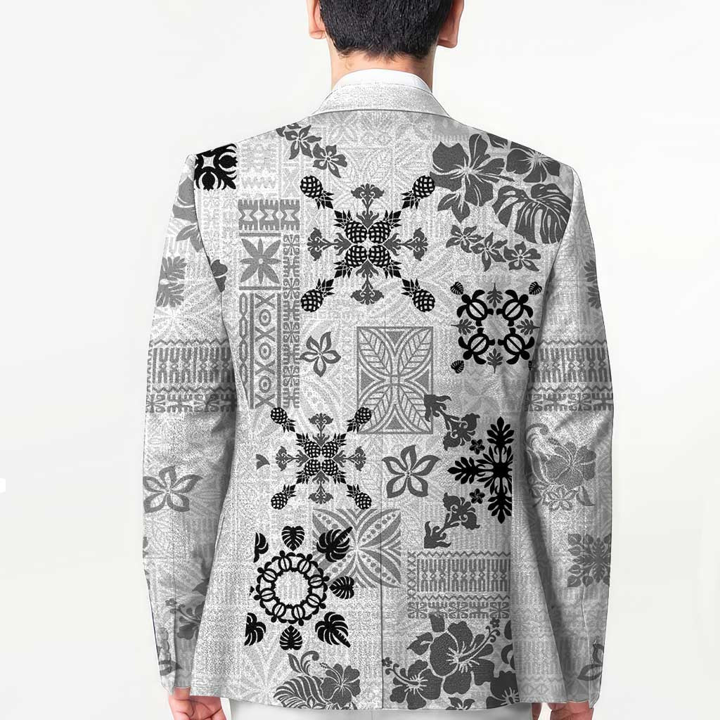 Hawaii Tapa Tribal Blazer With Hawaiian Quilt Pattern Black LT9 - Polynesian Pride