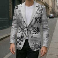 Hawaii Tapa Tribal Blazer With Hawaiian Quilt Pattern Black LT9 - Polynesian Pride