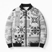 Hawaii Tapa Tribal Bomber Puffer Jacket With Hawaiian Quilt Pattern Black LT9 Unisex Black - Polynesian Pride