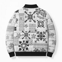 Hawaii Tapa Tribal Bomber Puffer Jacket With Hawaiian Quilt Pattern Black LT9 - Polynesian Pride