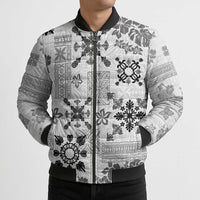 Hawaii Tapa Tribal Bomber Puffer Jacket With Hawaiian Quilt Pattern Black LT9 - Polynesian Pride