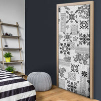 Hawaii Tapa Tribal Door Cover With Hawaiian Quilt Pattern Black LT9 - Polynesian Pride