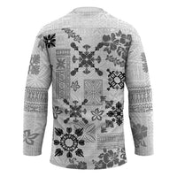 Hawaii Tapa Tribal Hockey Jersey With Hawaiian Quilt Pattern Black LT9 - Polynesian Pride