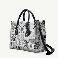 Hawaii Tapa Tribal Leather Bag With Hawaiian Quilt Pattern Black LT9 Black - Polynesian Pride
