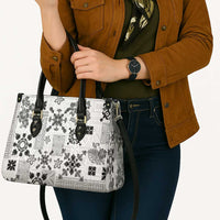 Hawaii Tapa Tribal Leather Bag With Hawaiian Quilt Pattern Black LT9 - Polynesian Pride