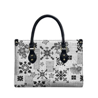 Hawaii Tapa Tribal Leather Bag With Hawaiian Quilt Pattern Black LT9 - Polynesian Pride