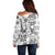 Hawaii Tapa Tribal Off Shoulder Sweater With Hawaiian Quilt Pattern Black LT9 - Polynesian Pride