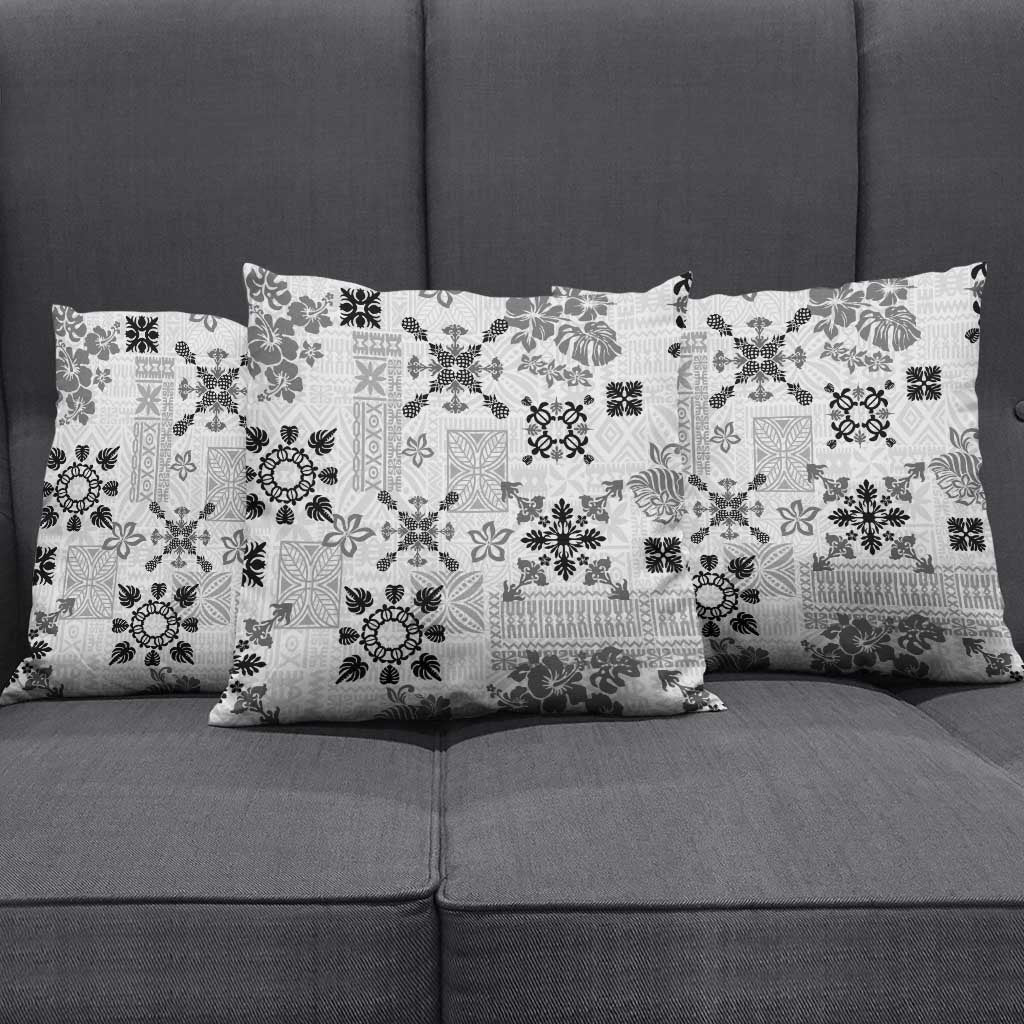 Hawaii Tapa Tribal Pillow Cover With Hawaiian Quilt Pattern Black LT9 - Polynesian Pride