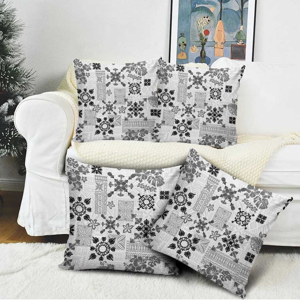 Hawaii Tapa Tribal Pillow Cover With Hawaiian Quilt Pattern Black LT9 - Polynesian Pride