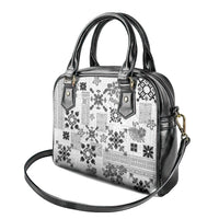 Hawaii Tapa Tribal Shoulder Handbag With Hawaiian Quilt Pattern Black LT9 - Polynesian Pride