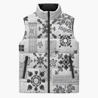Hawaii Tapa Tribal Sleeveless Puffer Jacket With Hawaiian Quilt Pattern Black LT9 Unisex Black - Polynesian Pride
