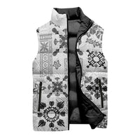 Hawaii Tapa Tribal Sleeveless Puffer Jacket With Hawaiian Quilt Pattern Black LT9 - Polynesian Pride