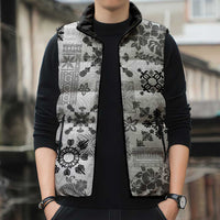 Hawaii Tapa Tribal Sleeveless Puffer Jacket With Hawaiian Quilt Pattern Black LT9 - Polynesian Pride