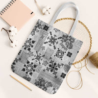 Hawaii Tapa Tribal Tote Bag With Hawaiian Quilt Pattern Black LT9 White Strap One Size Black - Polynesian Pride