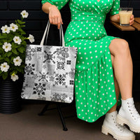 Hawaii Tapa Tribal Tote Bag With Hawaiian Quilt Pattern Black LT9 - Polynesian Pride