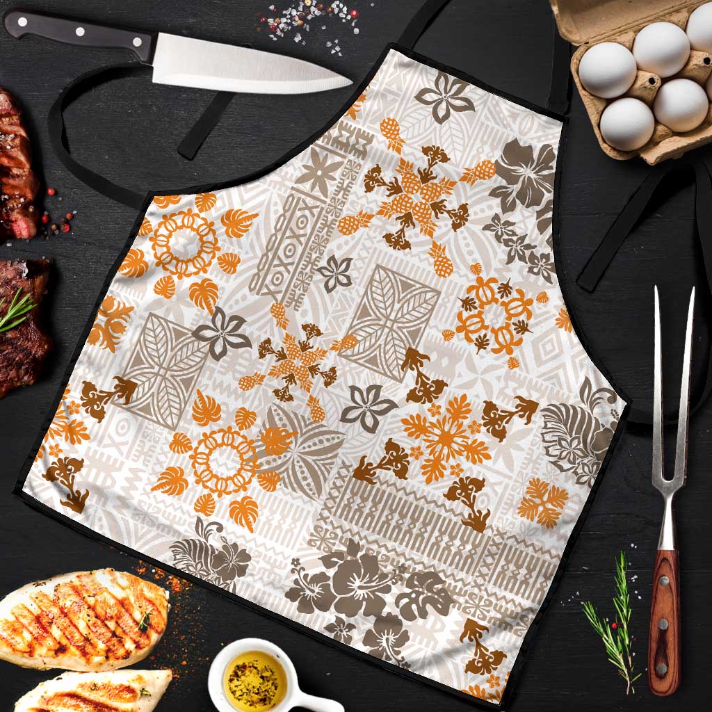 Hawaii Tapa Tribal Apron With Hawaiian Quilt Pattern Gold LT9 Gold - Polynesian Pride