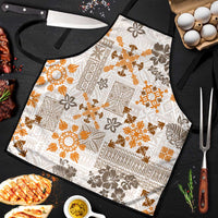 Hawaii Tapa Tribal Apron With Hawaiian Quilt Pattern Gold LT9 Gold - Polynesian Pride