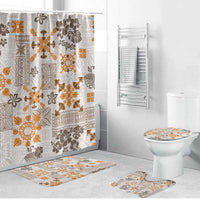 Hawaii Tapa Tribal Bathroom Set With Hawaiian Quilt Pattern Gold LT9 Bathroom Set (4 pcs) Gold - Polynesian Pride