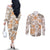 Hawaii Tapa Tribal Couples Matching Off The Shoulder Long Sleeve Dress and Long Sleeve Button Shirt With Hawaiian Quilt Pattern Gold LT9 - Polynesian Pride