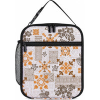 Hawaii Tapa Tribal Lunch Bag With Hawaiian Quilt Pattern Gold LT9 10.2 × 8.3 × 4.3 inch Gold - Polynesian Pride