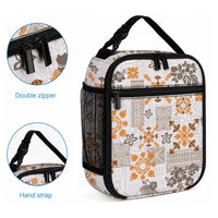 Hawaii Tapa Tribal Lunch Bag With Hawaiian Quilt Pattern Gold LT9 - Polynesian Pride