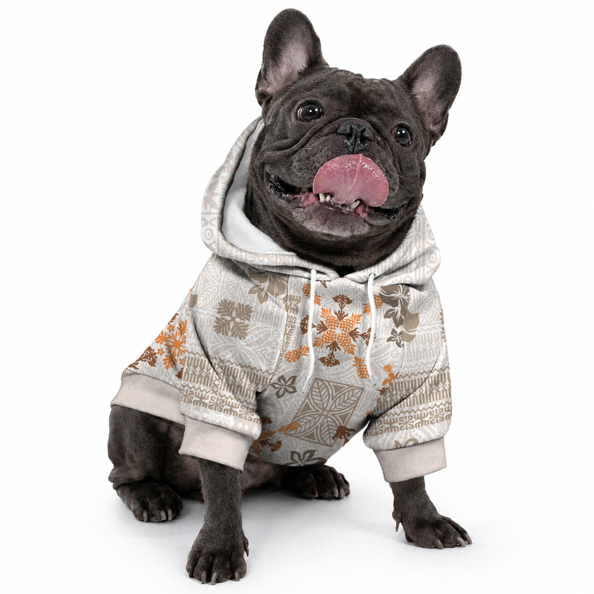 Hawaii Tapa Tribal Pet Hoodie With Hawaiian Quilt Pattern Gold LT9 - Polynesian Pride