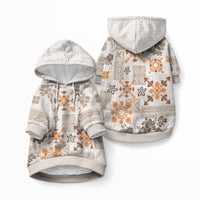 Hawaii Tapa Tribal Pet Hoodie With Hawaiian Quilt Pattern Gold LT9 Pullover Gold - Polynesian Pride