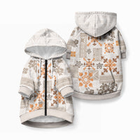 Hawaii Tapa Tribal Pet Hoodie With Hawaiian Quilt Pattern Gold LT9 Zip-up Gold - Polynesian Pride