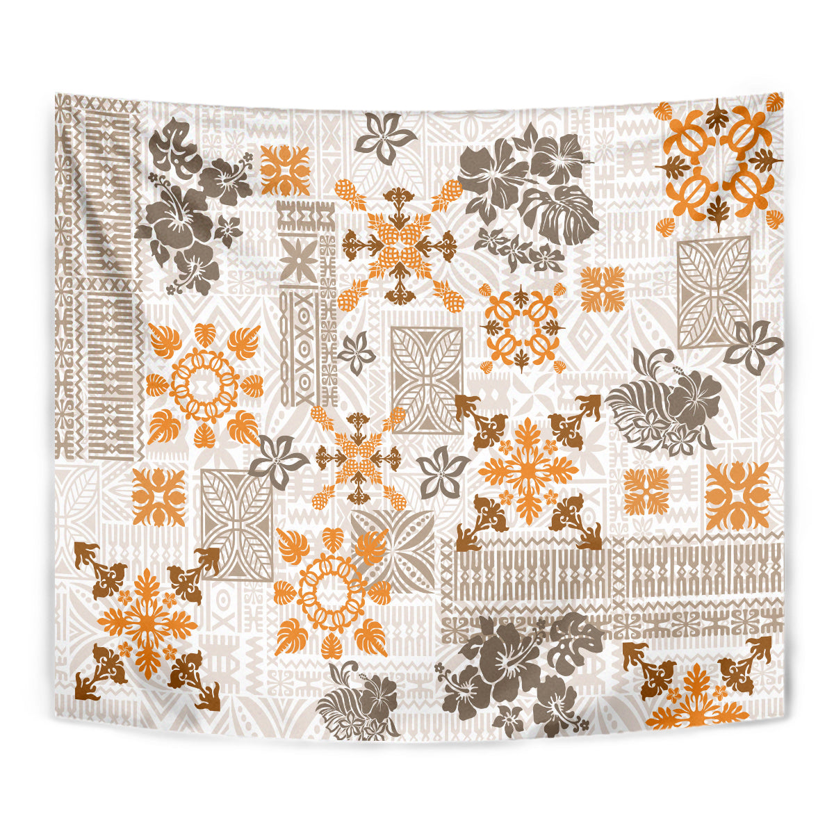 Hawaii Tapa Tribal Tapestry With Hawaiian Quilt Pattern Gold LT9 - Polynesian Pride