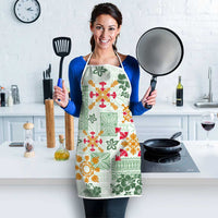 Hawaii Tapa Tribal Apron With Hawaiian Quilt Pattern Green LT9 - Polynesian Pride
