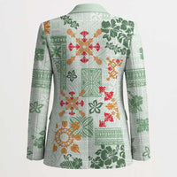 Hawaii Tapa Tribal Blazer With Hawaiian Quilt Pattern Green LT9 - Polynesian Pride