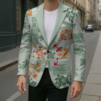 Hawaii Tapa Tribal Blazer With Hawaiian Quilt Pattern Green LT9 - Polynesian Pride