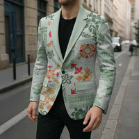 Hawaii Tapa Tribal Blazer With Hawaiian Quilt Pattern Green LT9 - Polynesian Pride
