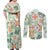 Hawaii Tapa Tribal Couples Matching Off Shoulder Maxi Dress and Long Sleeve Button Shirt With Hawaiian Quilt Pattern Green LT9 - Polynesian Pride