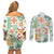 Hawaii Tapa Tribal Couples Matching Off Shoulder Short Dress and Long Sleeve Button Shirt With Hawaiian Quilt Pattern Green LT9 - Polynesian Pride