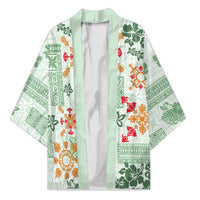 Hawaii Tapa Tribal Kimono With Hawaiian Quilt Pattern Green LT9 Unisex Green - Polynesian Pride