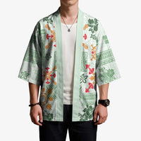 Hawaii Tapa Tribal Kimono With Hawaiian Quilt Pattern Green LT9 - Polynesian Pride
