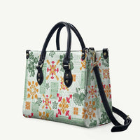 Hawaii Tapa Tribal Leather Bag With Hawaiian Quilt Pattern Green LT9 Green - Polynesian Pride