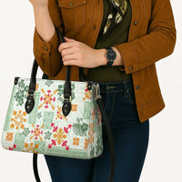 Hawaii Tapa Tribal Leather Bag With Hawaiian Quilt Pattern Green LT9 - Polynesian Pride