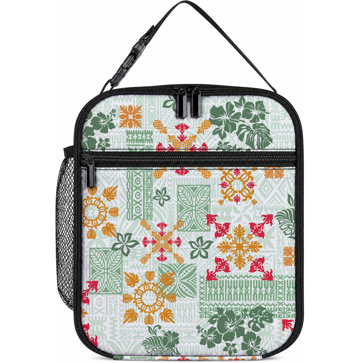 Hawaii Tapa Tribal Lunch Bag With Hawaiian Quilt Pattern Green LT9 10.2 × 8.3 × 4.3 inch Green - Polynesian Pride