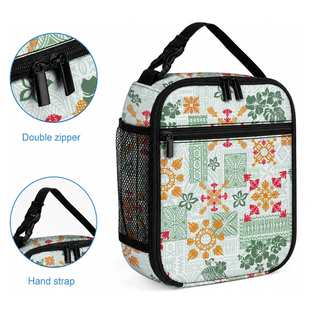 Hawaii Tapa Tribal Lunch Bag With Hawaiian Quilt Pattern Green LT9 - Polynesian Pride