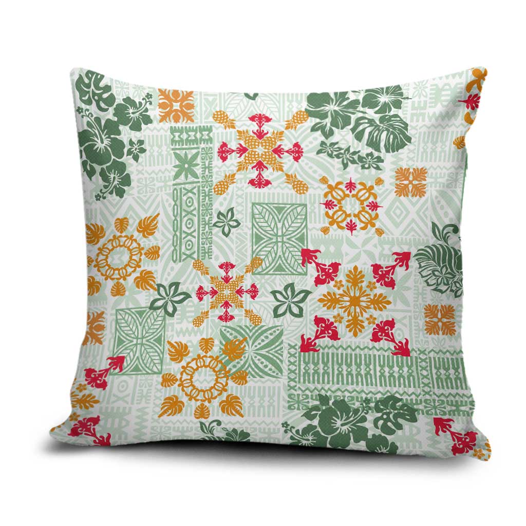 Hawaii Tapa Tribal Pillow Cover With Hawaiian Quilt Pattern Green LT9 Green - Polynesian Pride