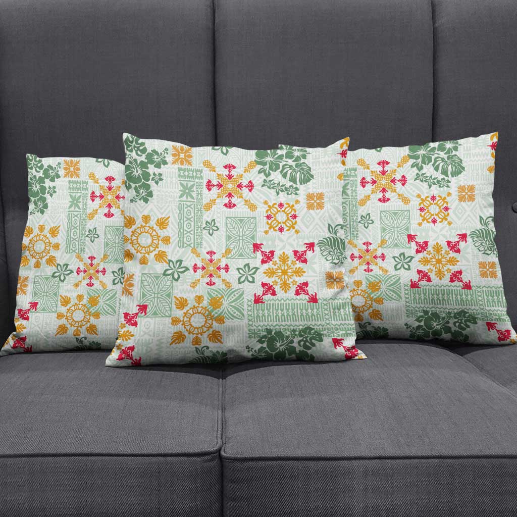 Hawaii Tapa Tribal Pillow Cover With Hawaiian Quilt Pattern Green LT9 - Polynesian Pride