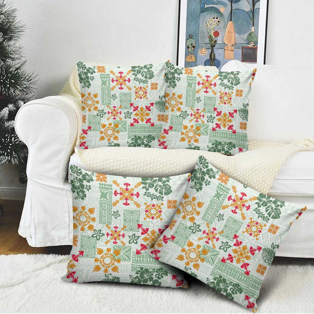 Hawaii Tapa Tribal Pillow Cover With Hawaiian Quilt Pattern Green LT9 - Polynesian Pride