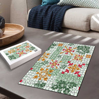 Hawaii Tapa Tribal Puzzle With Hawaiian Quilt Pattern Green LT9 - Polynesian Pride