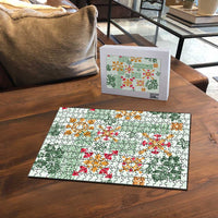 Hawaii Tapa Tribal Puzzle With Hawaiian Quilt Pattern Green LT9 - Polynesian Pride